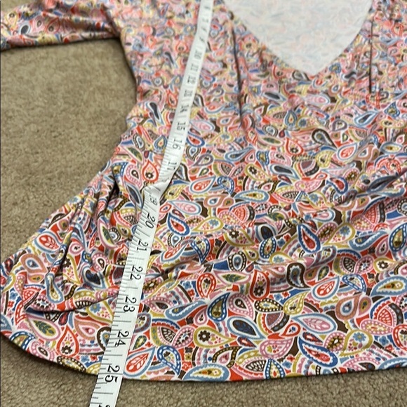 Boden Pink and Orange Wrap Blouse with Ruched Sleeves - Picture 5 of 7